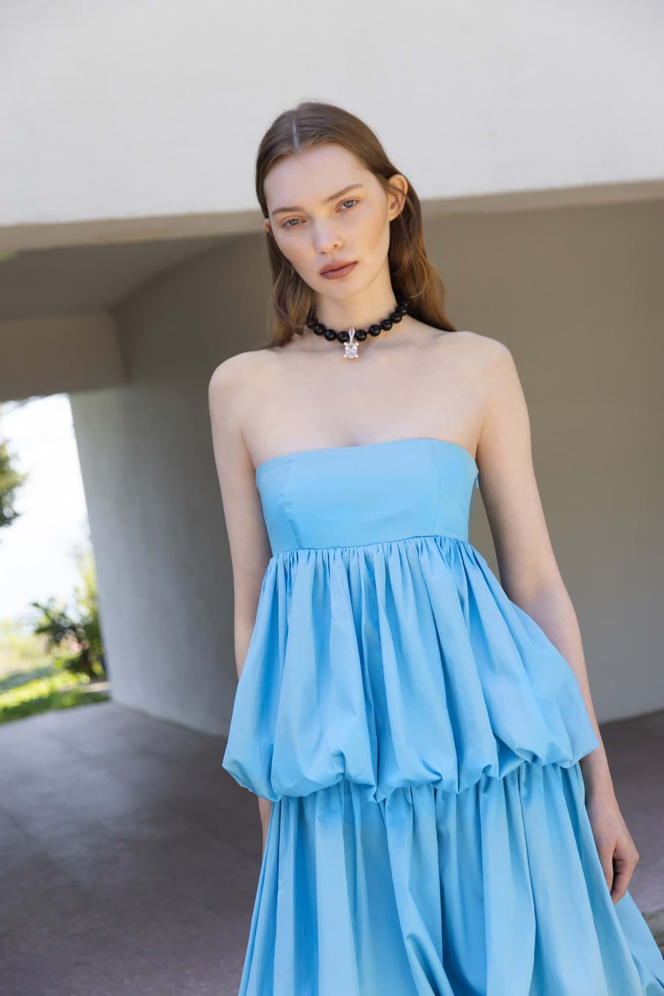 Sugar Cloud Dress in Aqua resmi
